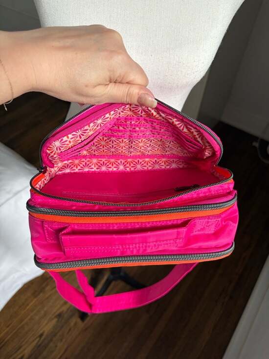 Lug Wrangler Medium Cargo Crossbody Bag in Magenta with Orange Accents - Picture 6 of 8